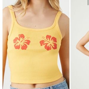 Forever 21 flower cropped cami tank top